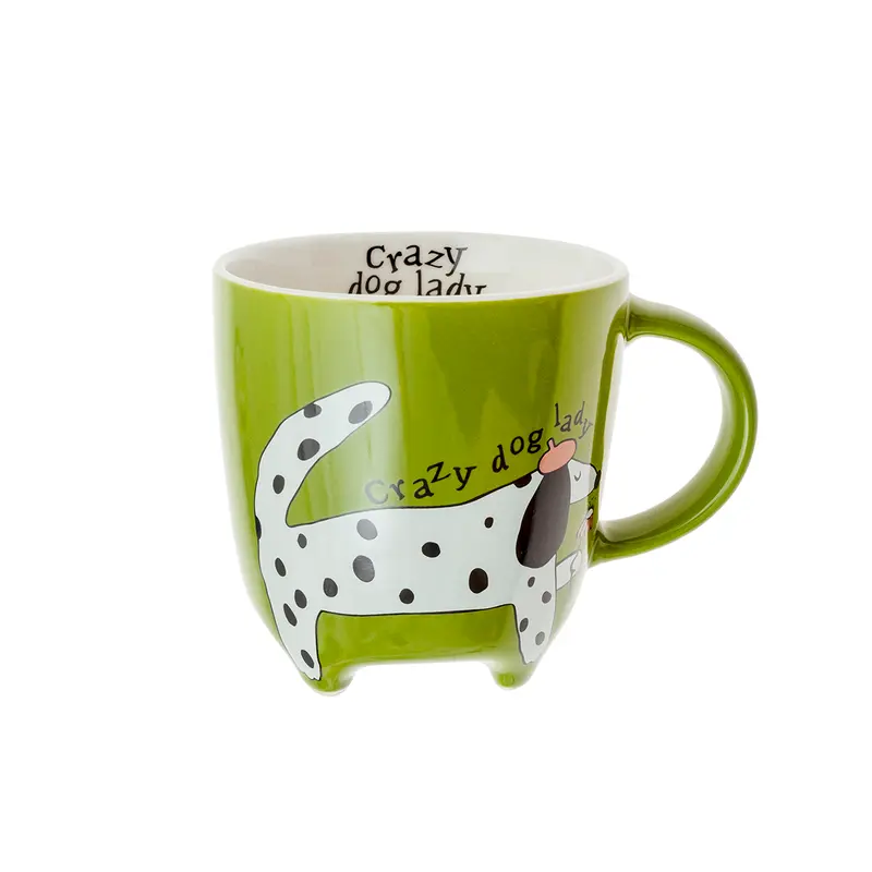 Mug porcelana gato/perro verde
