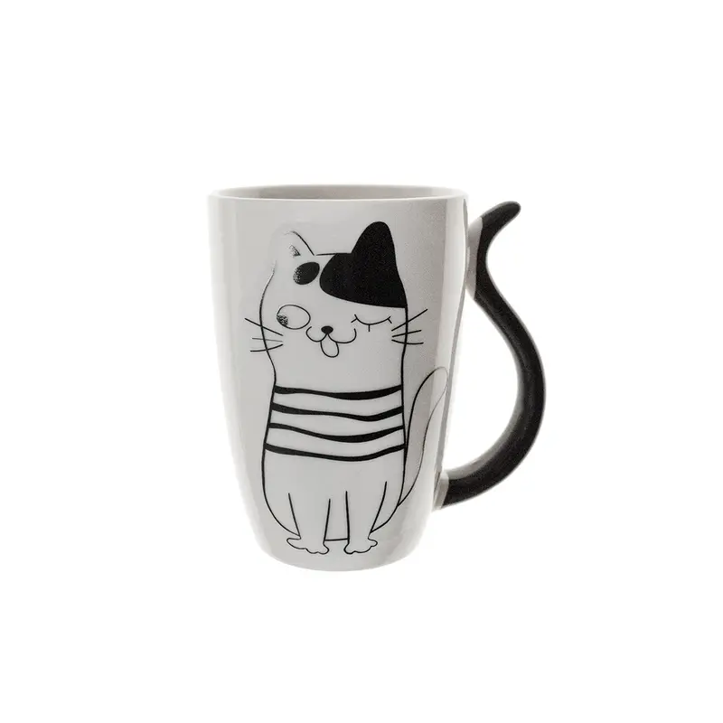 Mug porcelana gato rallas ojos abiertos