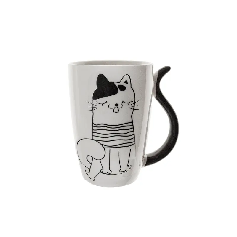 Mug porcelana gato rallas ojos cerrados