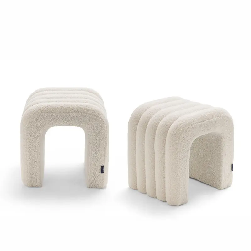 Mui - Lote de 2 taburetes acolchados en tela bouclé
