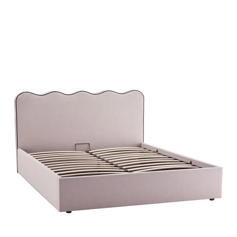 Nagoya - Cama arcón de tela con cabecero ondulado 160x200 cm