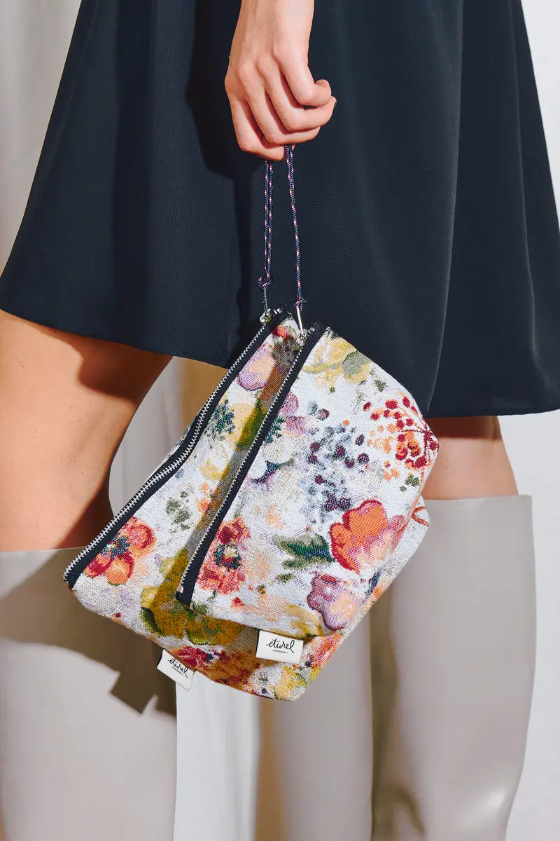 Neceser/estuche tejido jacquard flores amapolas