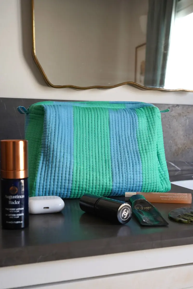Neceser Rayas Azules Y Verdes Grande