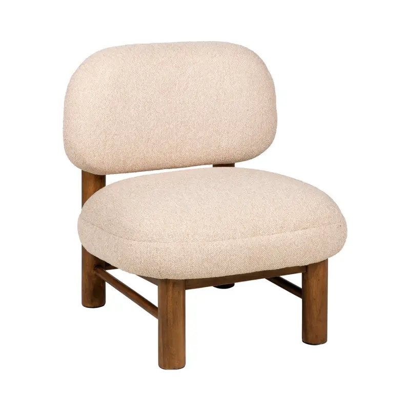 Nubo - Sillón de tela bouclé y madera