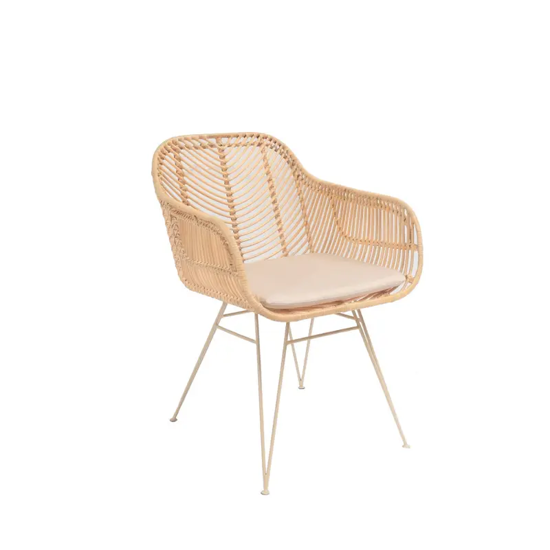 NUNUHAI - Silla de mesa de ratán con patas beige
