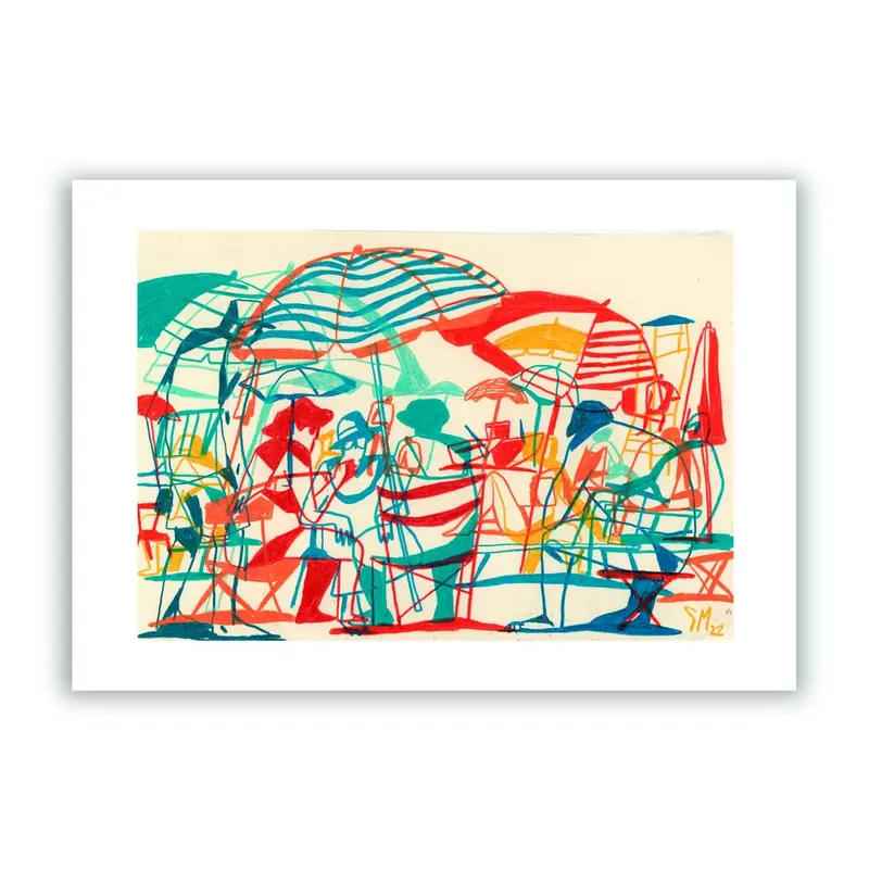 Of Parasols And Deckchairs Impresión Giclée