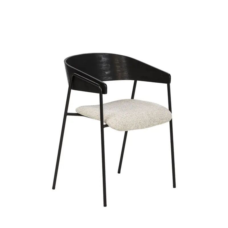 Opna - Juego de 2 sillas de mesa de tela, madera y metal