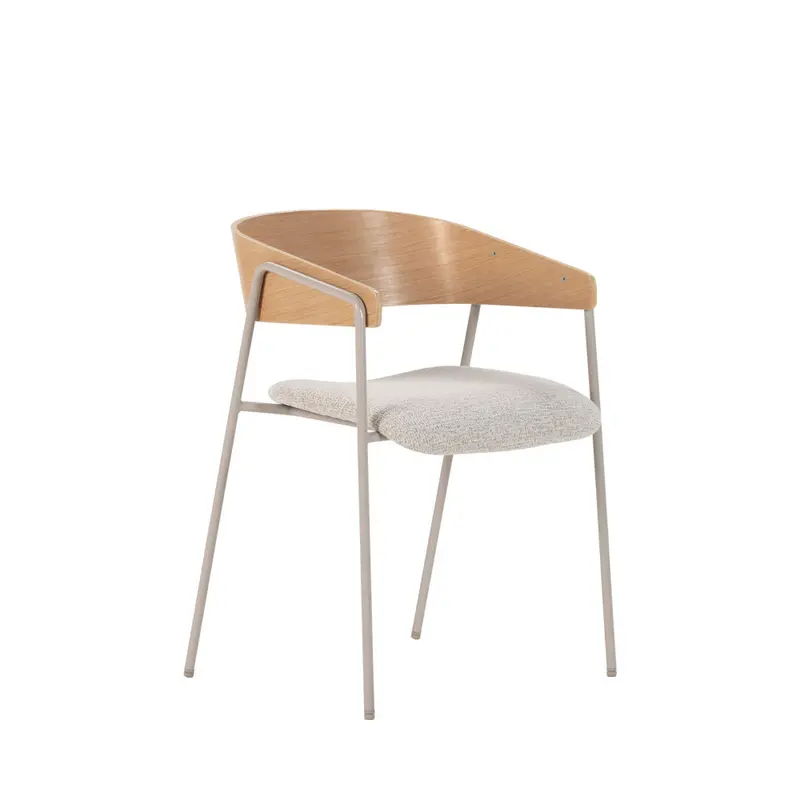 Opna - Lote de 2 sillones de mesa de tela, madera y metal