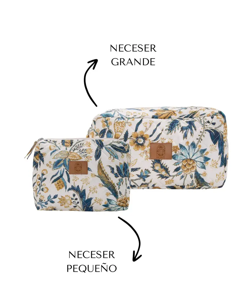 PACK 2 NECESERES FLORAL AZUL