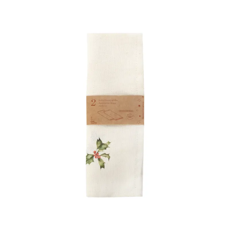 Pack 2 servilletas acebo 40x40cm