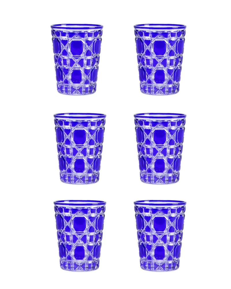PACK 6 VASOS DE CRISTAL AZUL