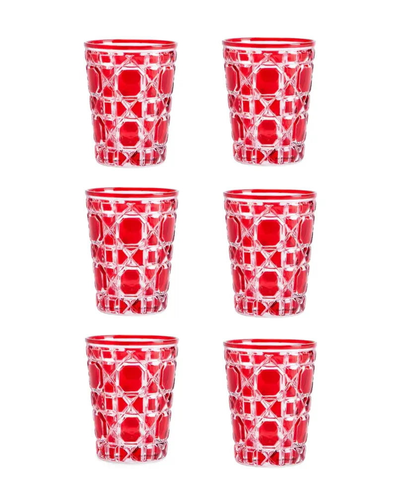PACK 6 VASOS DE CRISTAL ROJO