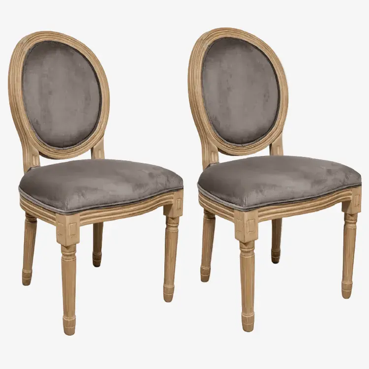 Pack de 2 Sillas de comedor Versalles terciopelo taupe