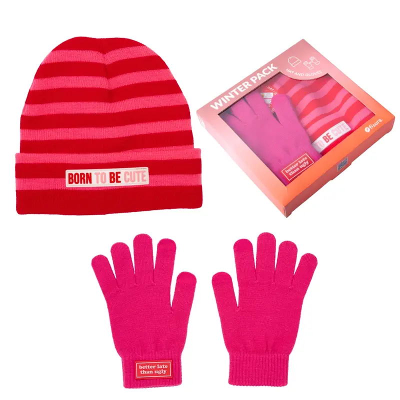 Pack de gorro y guantes "Better late than ugly"