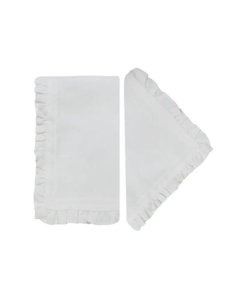 PACK SERVILLETA BLANCA DE LINO CON VOLANTE