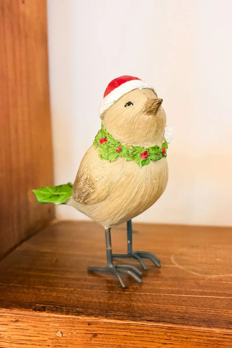 Pájaro Decorativo Con Gorro De Papá Noel