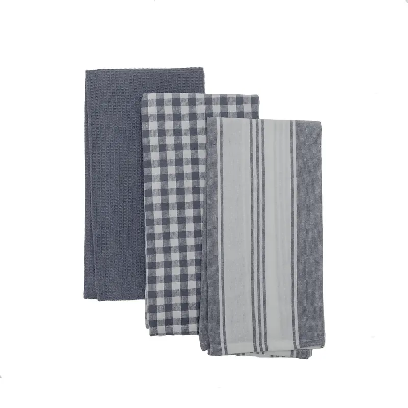 Paños de Cocina Gris Pack 3 Unidades 40x60 cm