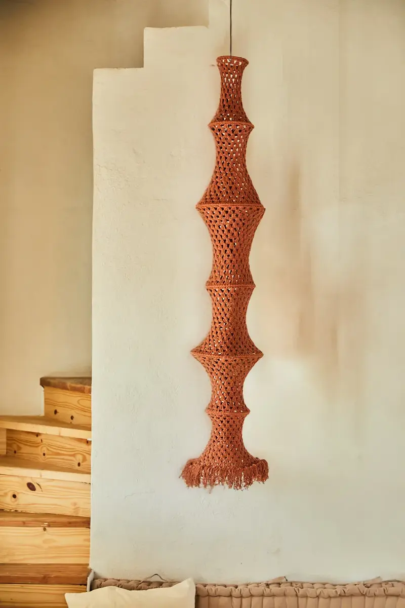Pantalla alargada para lámpara de techo de crochet tierra Pleko