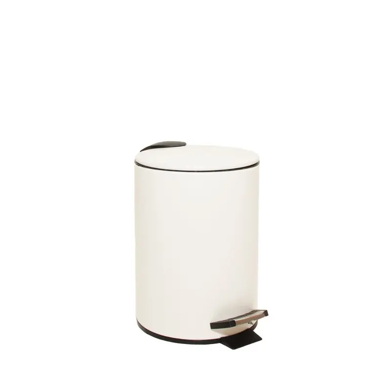 Papelera de pedal metal blanco roto 3L