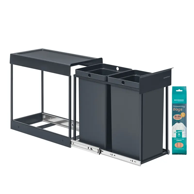 Papelera extraíble de cocina con doble compartimento para reciclaje