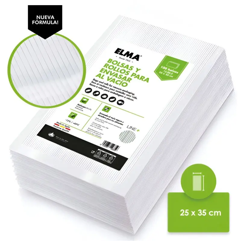 PAQUETE 100 BOLSAS VACIO ELMA LINE 25X35CM