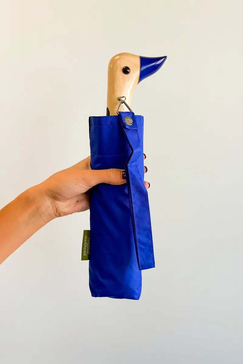 Paraguas Con Diseño Azul Y Mango Con Cabeza De Pato