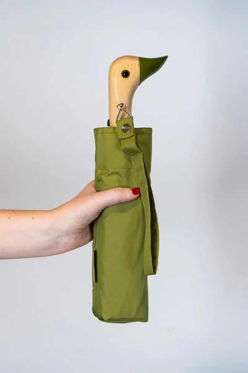 Paraguas Con Diseño Verde Oliva Y Mango Con Cabeza De Pato