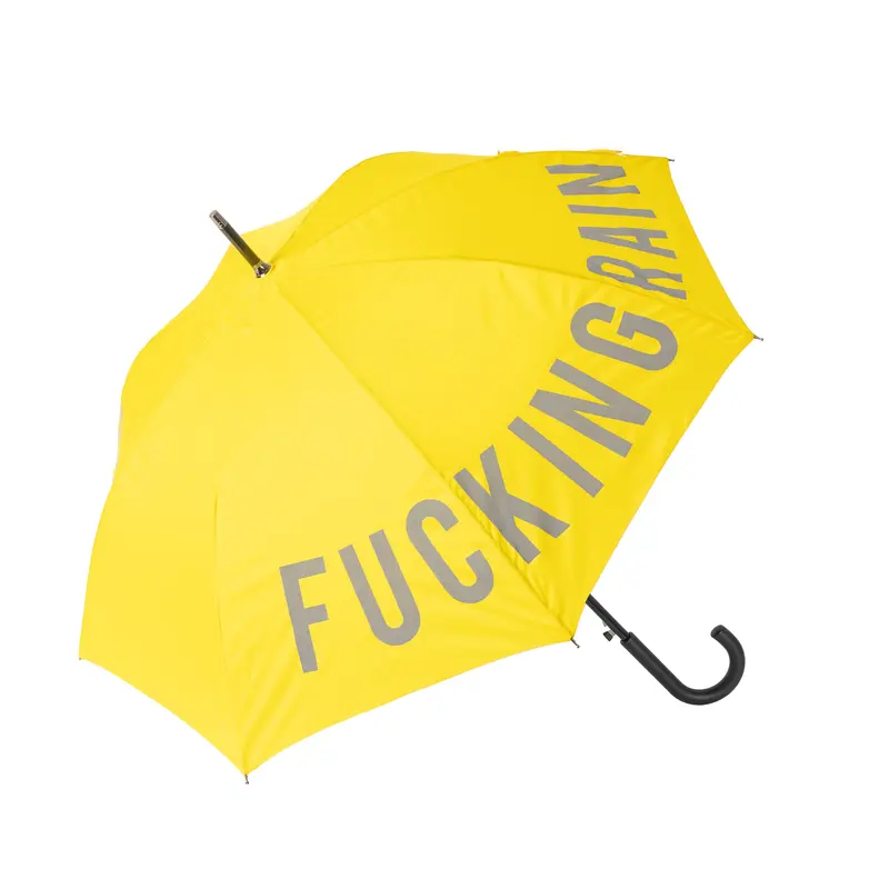 Paraguas "Fucking Rain" amarillo reflectante