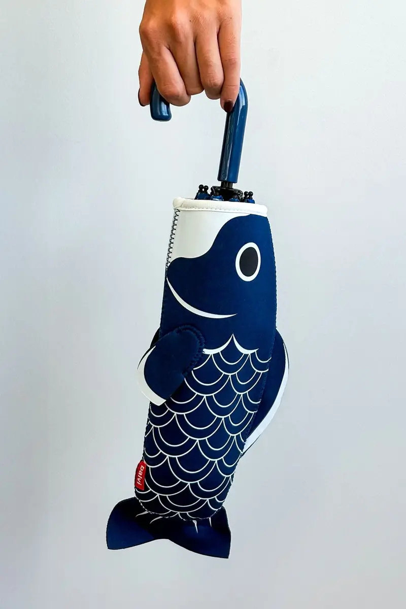 Paraguas Plegable Con Diseño De Pez Koi Azul