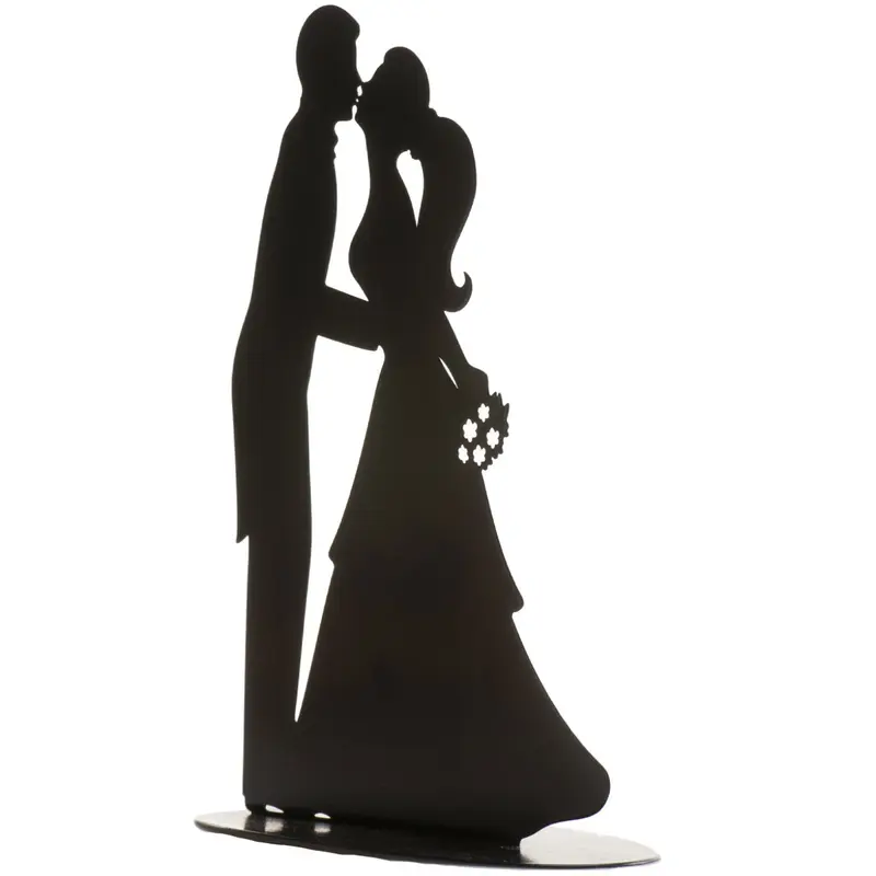 PAREJA DE BODA BESO METAL NEGRO 18CM