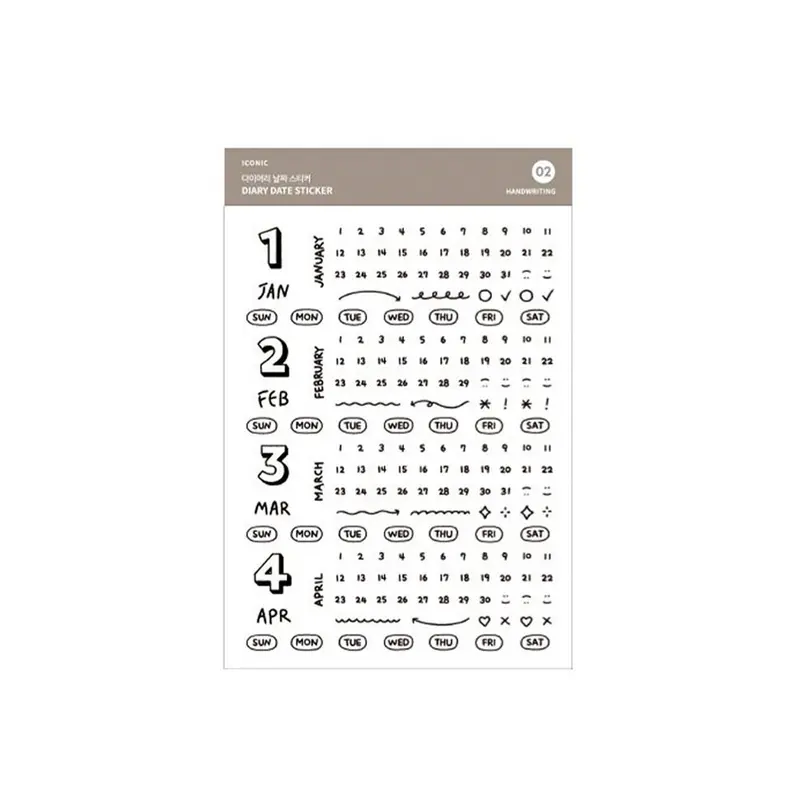 Pegatinas Calendario 02 Escritura a Mano
