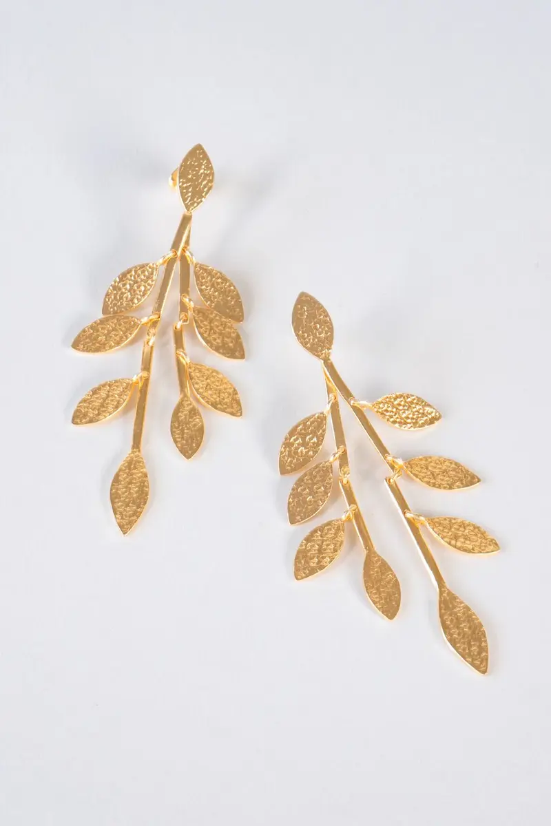 Pendientes Dorados Con Diseño Rama De Olivo