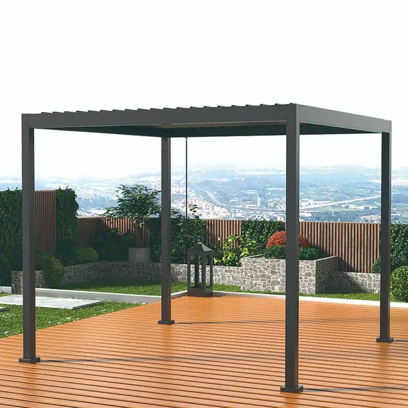 Pérgola Climática de Jardín 3×3 m — Aluminio Negro con Techo Regulable