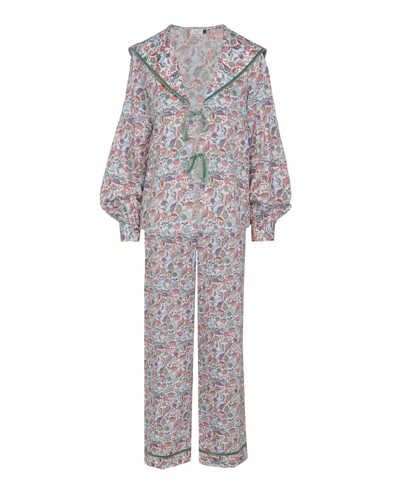 PIJAMA CASTILLO (coral y verde)