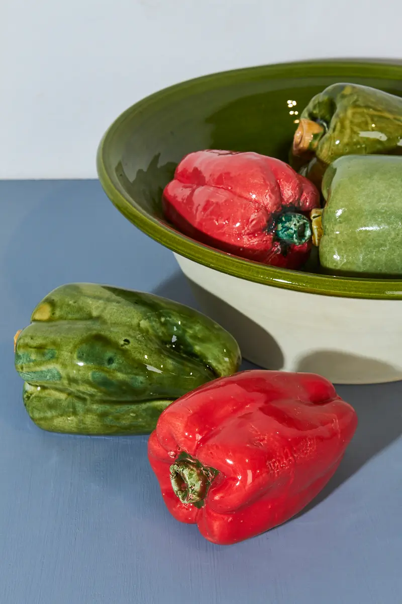 Pimiento réplica de cerámica esmaltada