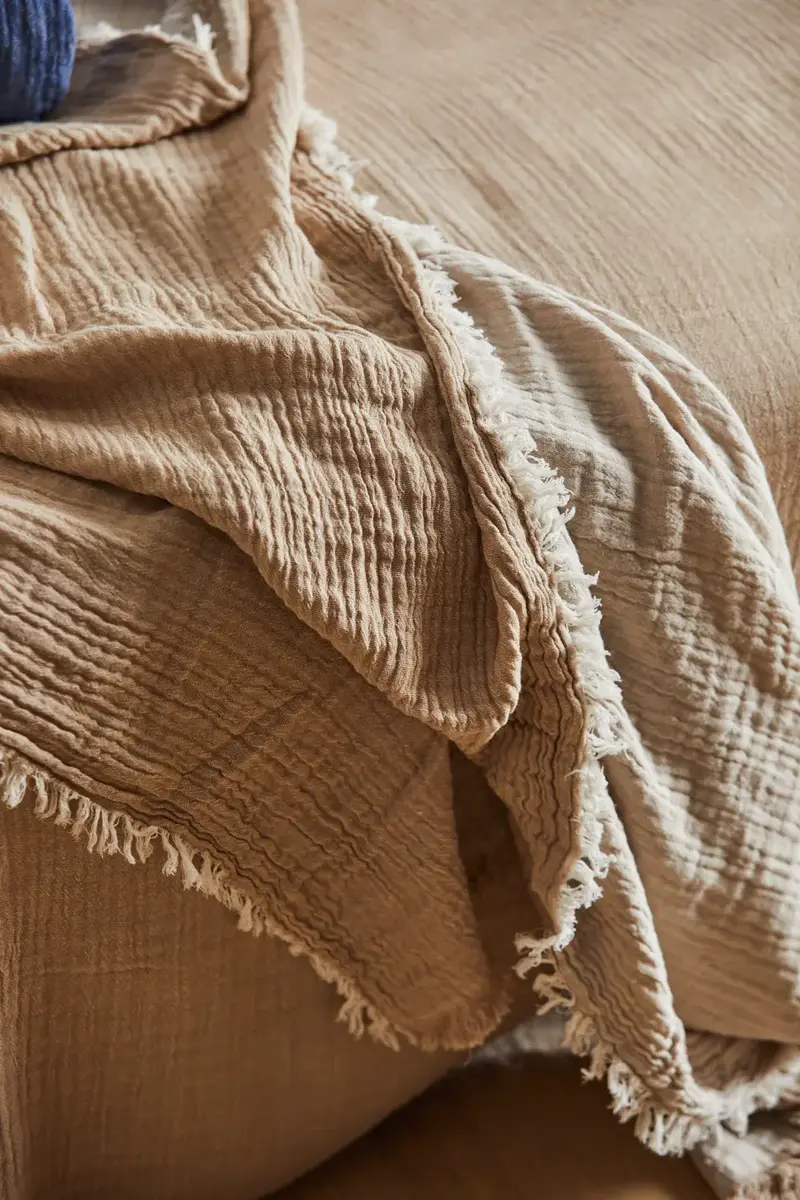 Plaid de algodón beige Layer