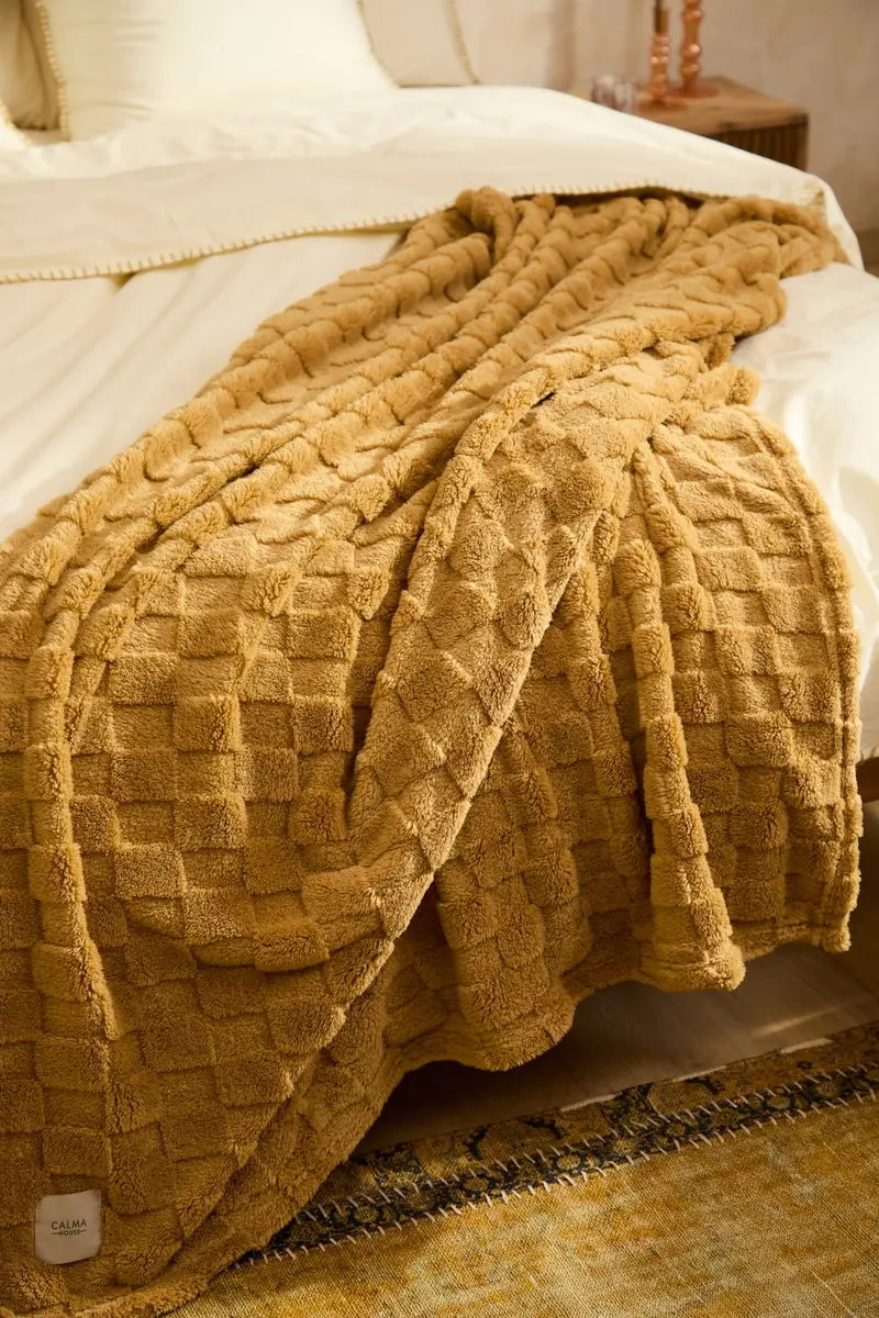 Plaid de cuadros mostazas Damero