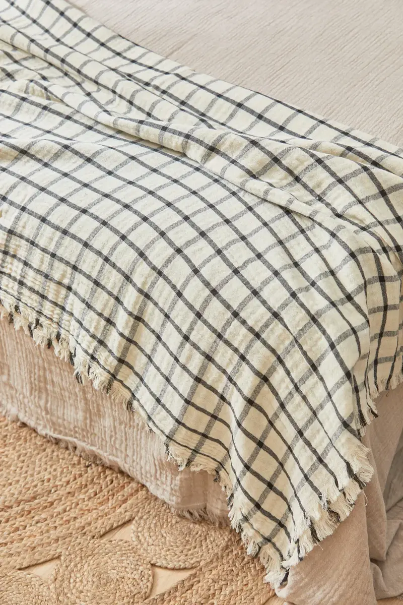 Plaid de muselina a cuadros crudo Piazze