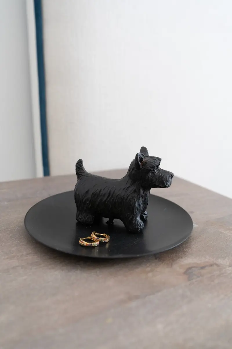 Platito Negro Con Diseño De Terrier