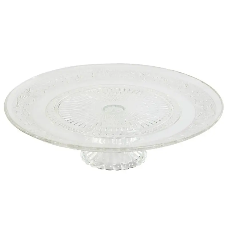 PLATO CRISTAL 33X9,4CM PIE GRABADO TRANSPARENTE
