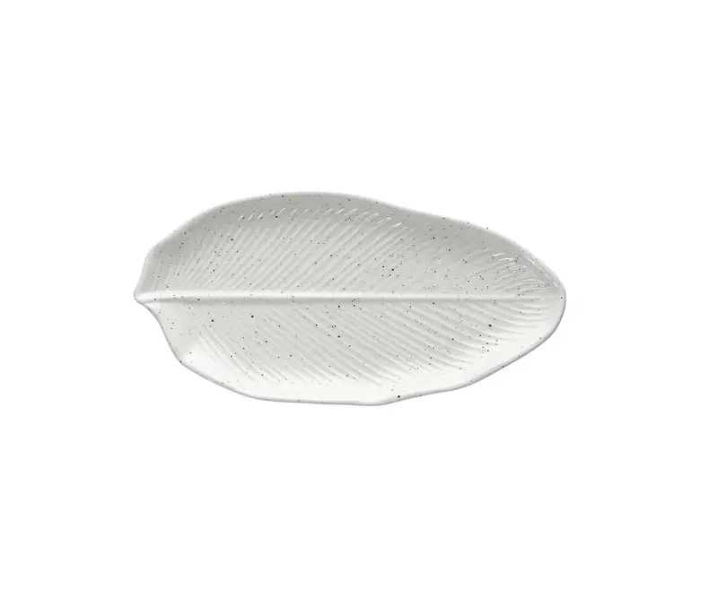 PLATO DE HOJA BLANCO JASPEADO 27 CM