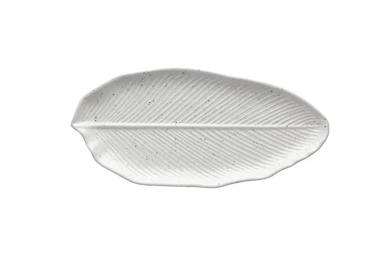 PLATO DE HOJA BLANCO JASPEADO 36 CM