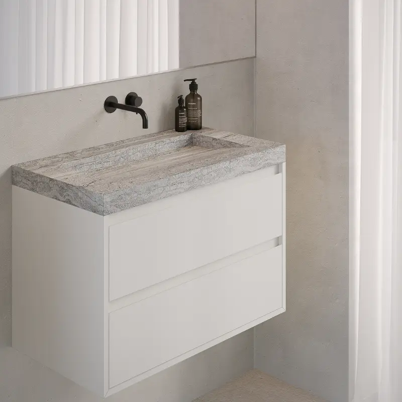 Plato de lavabo de travertino - Soumans - 80 cm
