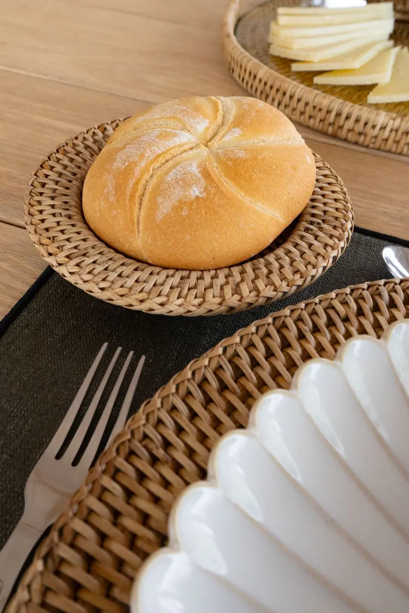 Plato De Pan De Ratán Marrón Natural