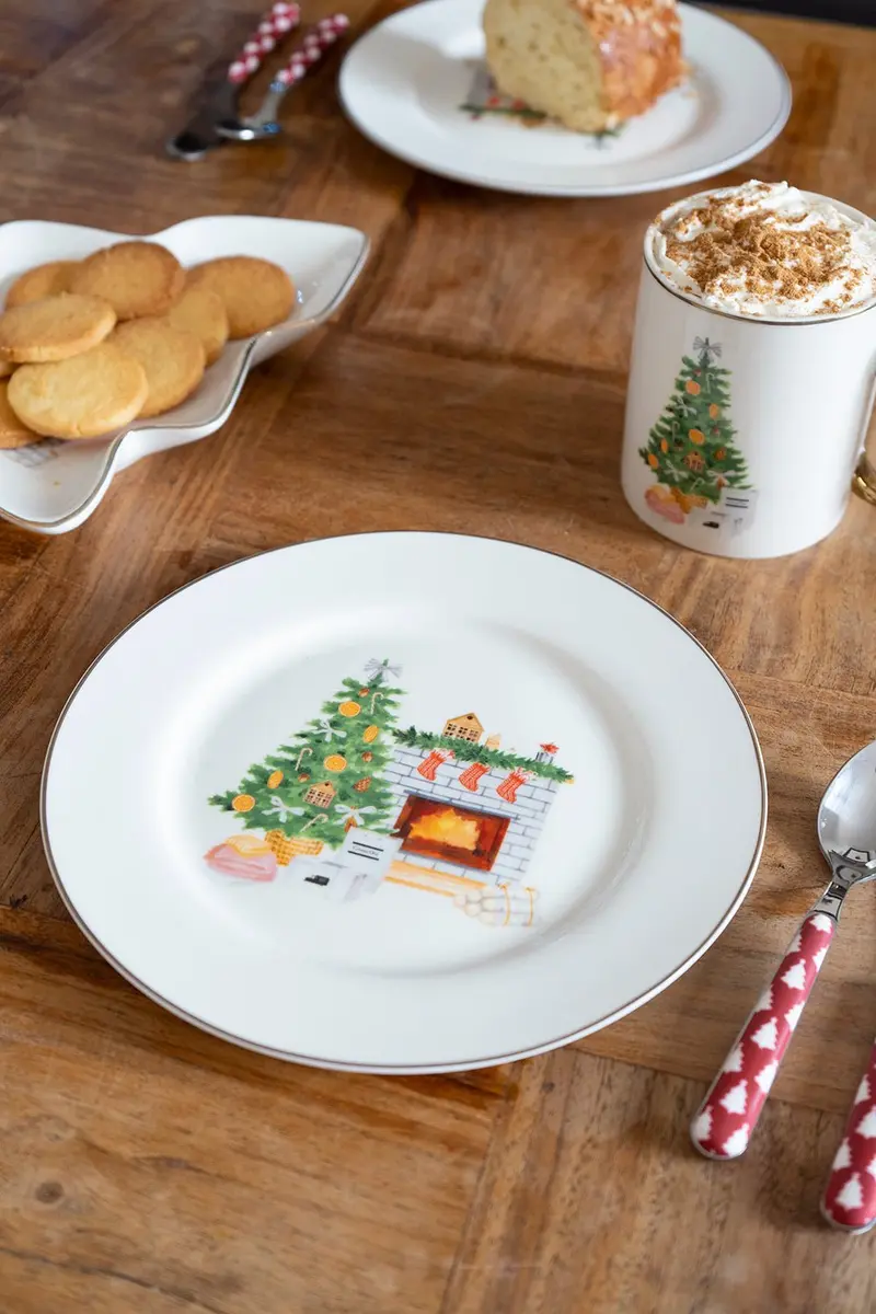 Plato De Postre Con Diseño De Árbol De Navidad Co