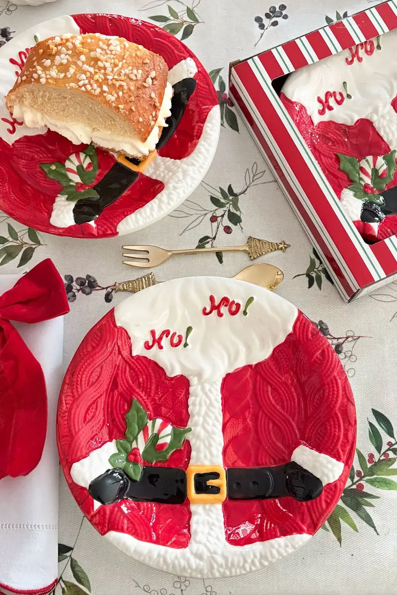 Plato De Postre Con Diseño De Papá Noel