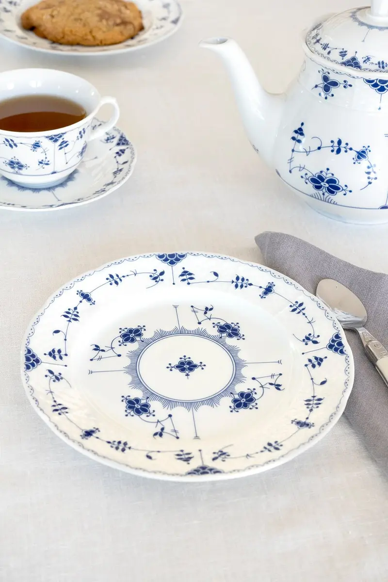 Plato De Postre Crisantemos Azules Co