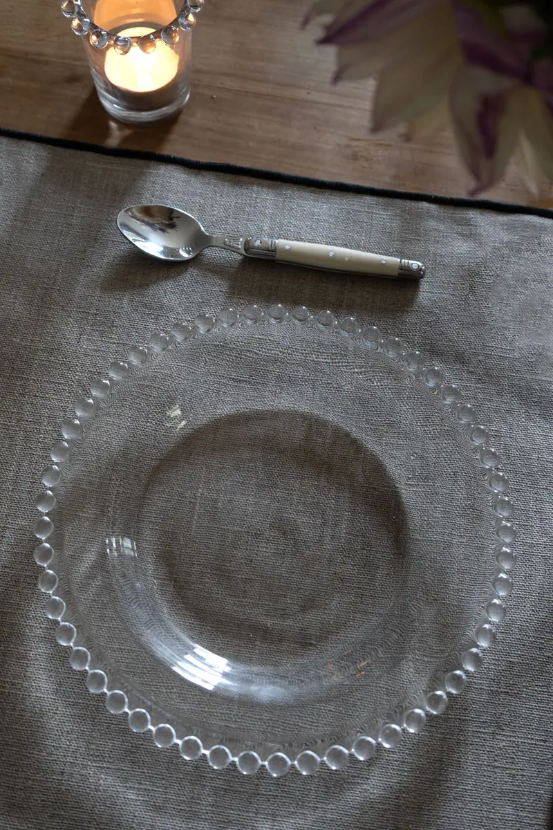 Plato De Postre Cristal Bolitas