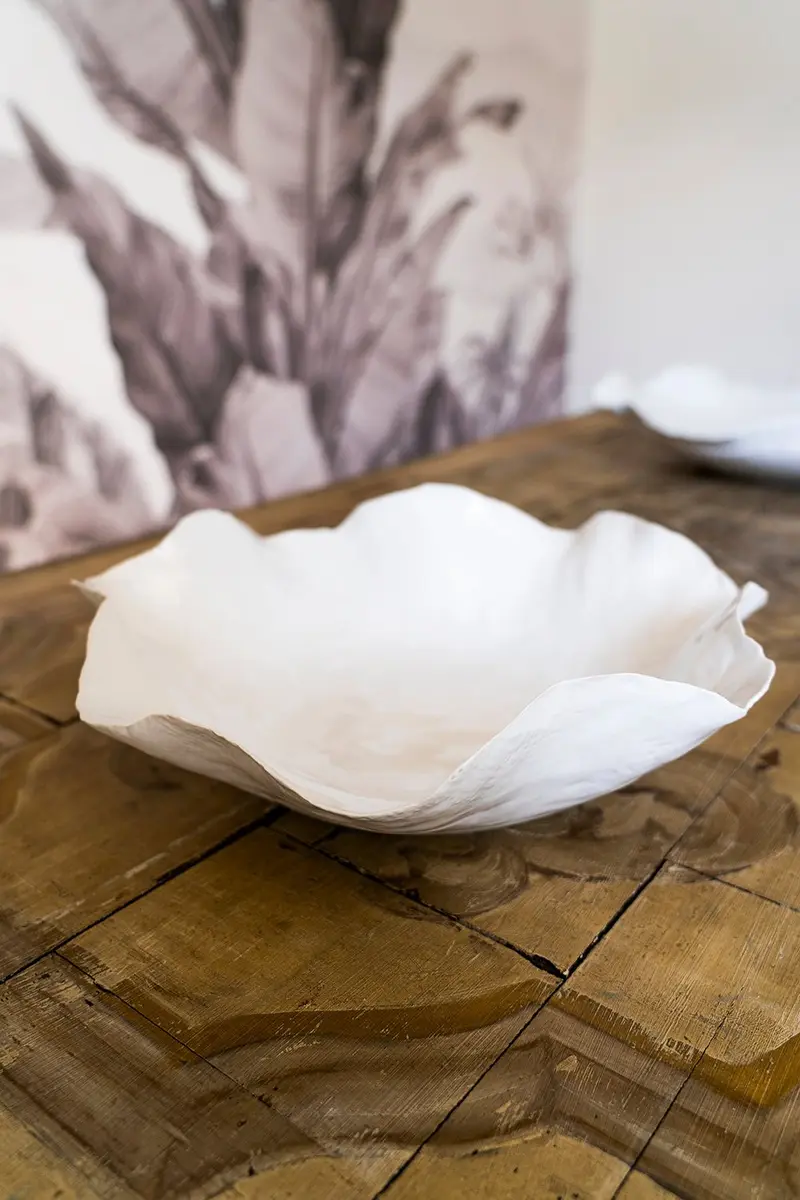 Plato Irregular De Porcelana Blanco Brillante 32 Cm
