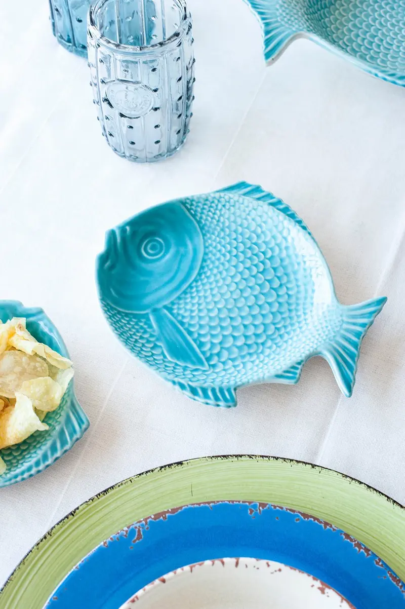 Plato Mediano Pez Azul Cerámica